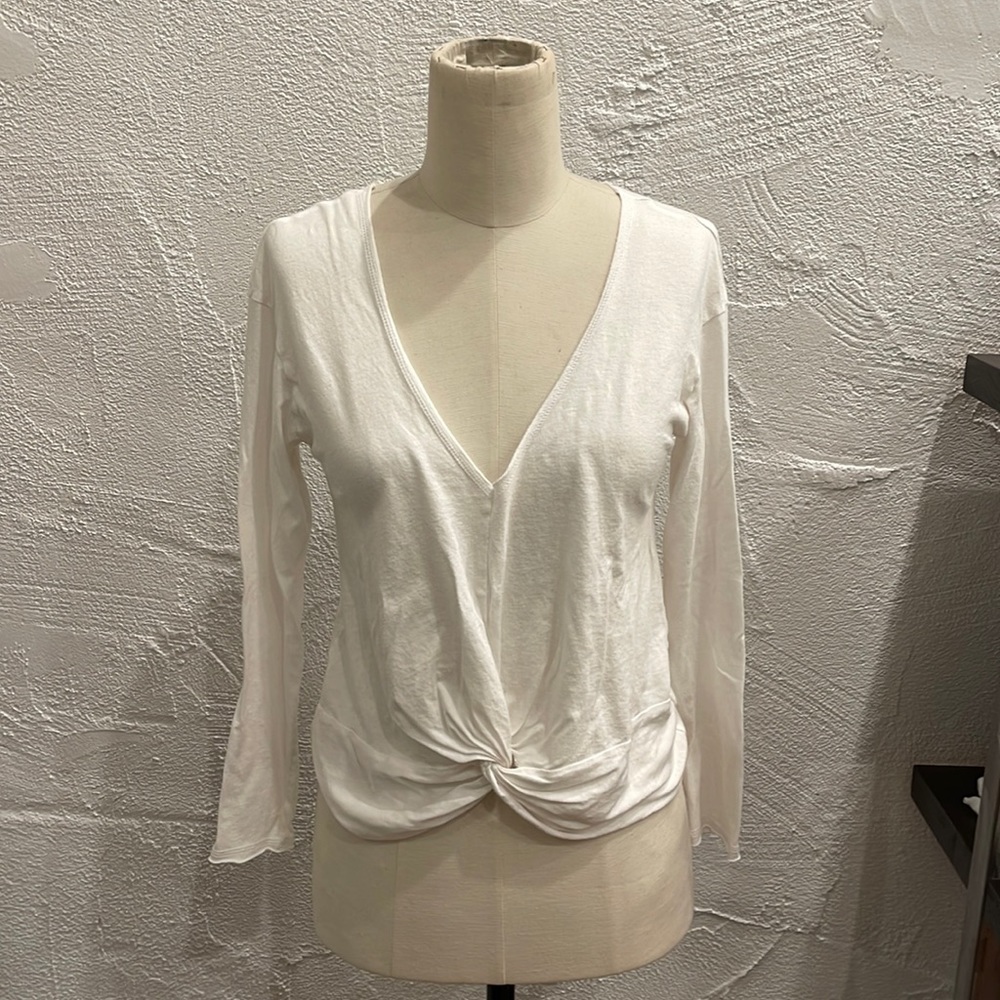 Treasure and Bond white knotted front long sleeve tee.